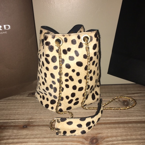 Navy Paris Handbags - Navy Paris Leopard Bucket Bag